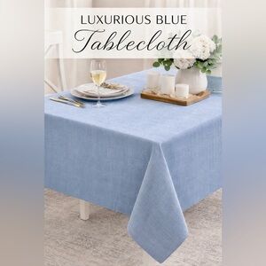 Living Quarters Blue Textured Tablecloth - Soil Release - Easy Care 60”x84”